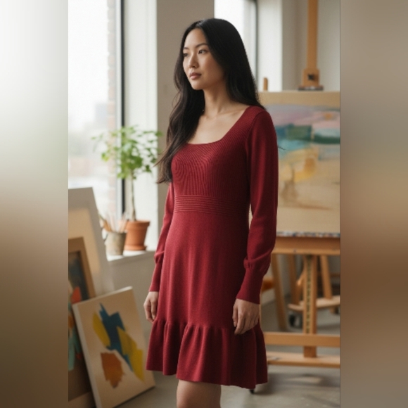 Almost Famous Dresses & Skirts - Almost Famous Red Long Sleeve Dress